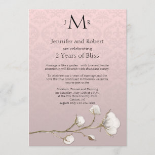 Cotton Damask 2nd Wedding Anniversary Invitation