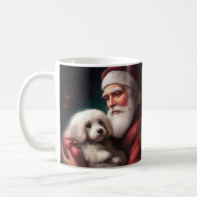 Cotton De Tulear With Santa Claus Christmas Coffee Mug (Left)