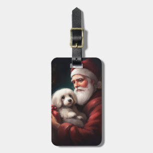Cotton De Tulear With Santa Claus Christmas Luggage Tag