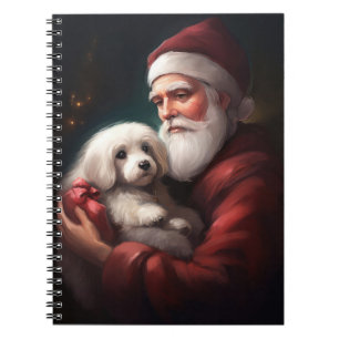 Cotton De Tulear With Santa Claus Christmas Notebook