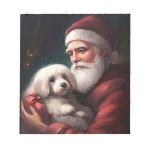 Cotton De Tulear With Santa Claus Christmas Notepad