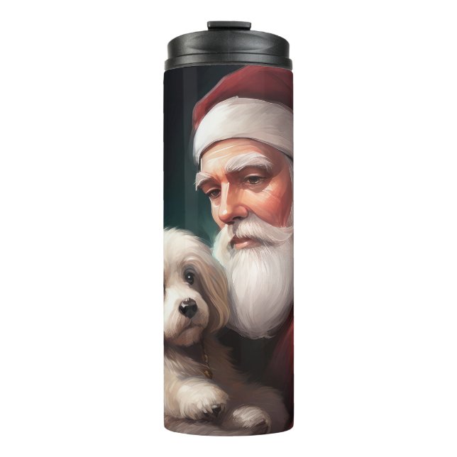 Cotton De Tulear With Santa Claus Christmas Thermal Tumbler (Front)