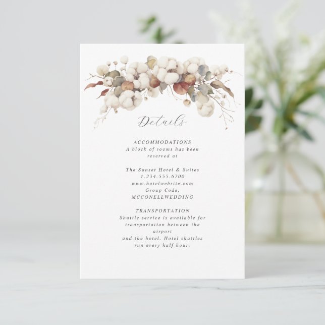 Cotton & Eucalyptus details card (Standing Front)