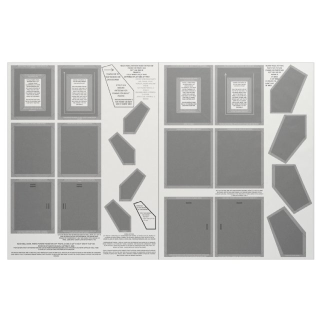Cotton Fabric 2 Grey Frames 5x7" photo sew pattern (Yard)