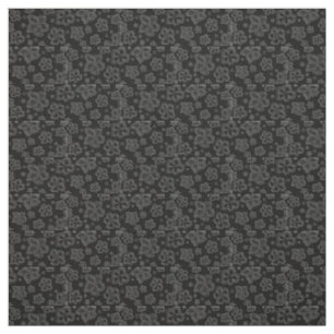 Cotton Fabric black grey floral custom