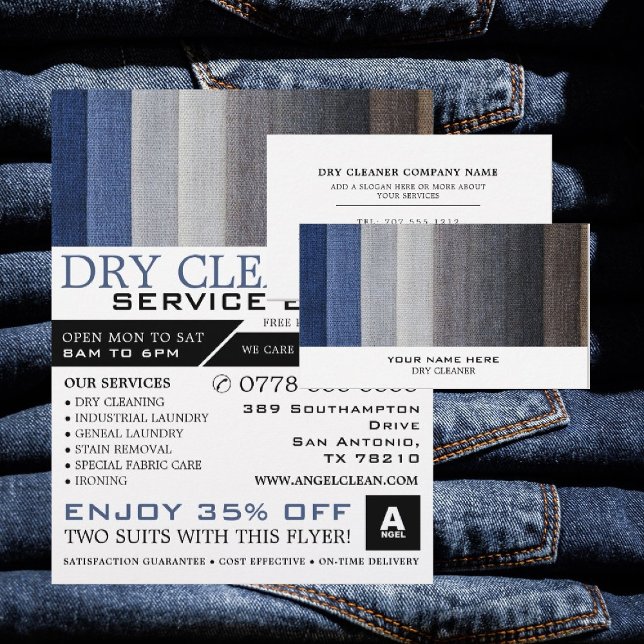 Cotton Fabric, Dry Cleaners, Cleaning Service Business Card (Creator Uploaded)
