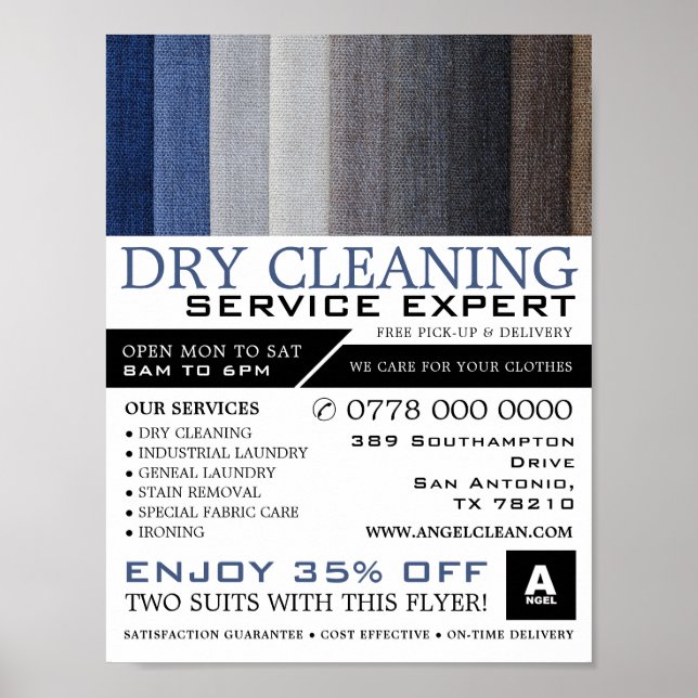 Cotton Fabric, Dry Cleaners, Cleaning Service Poster (Front)