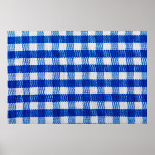 cotton fabric texture blue chequered poster