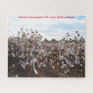 Cotton Field  Missouri.Christmas Greetings Jigsaw Puzzle