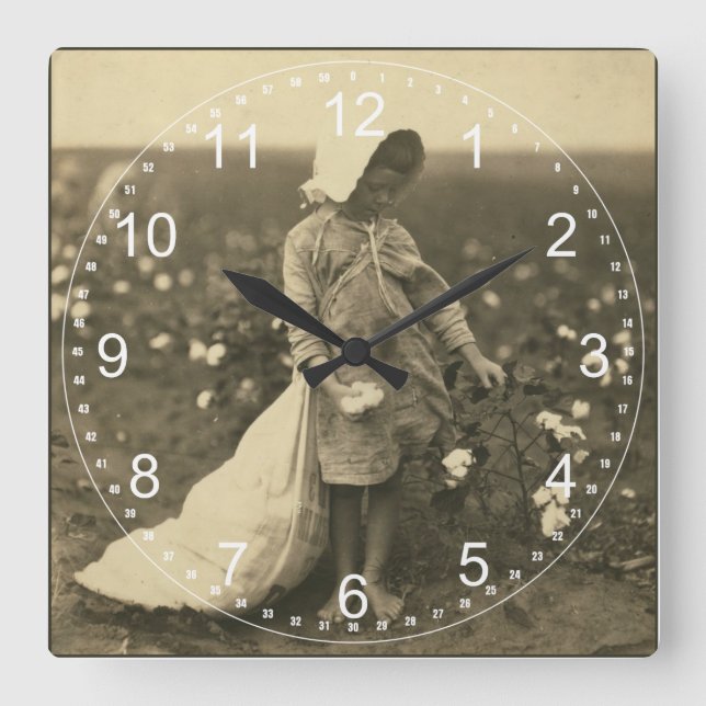 Cotton Field Square Wall Clock (Front)