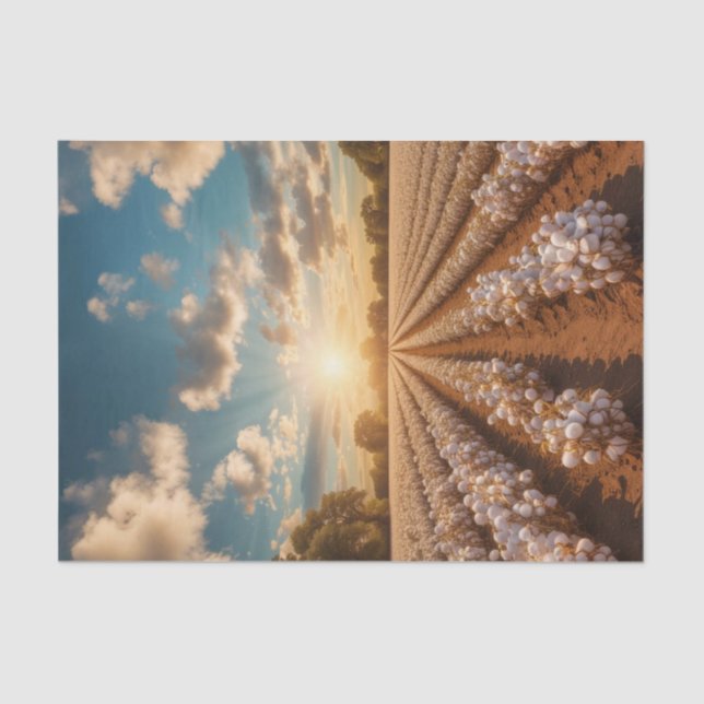 Cotton Field Sunlit Decoupage Paper (Front)