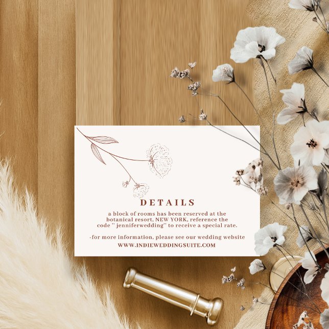Cotton Flower Boho Terracotta Indie Wedding Detail Invitation (Creator Uploaded)