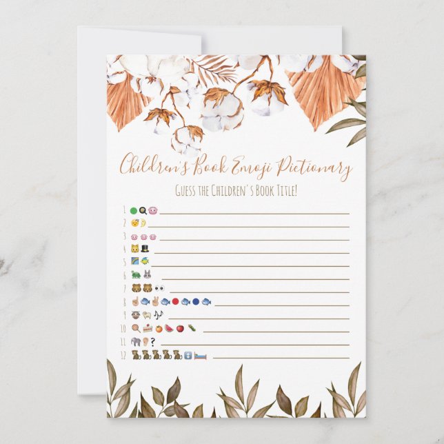 Cotton Flower Children's Book Emoji Baby Shower Invitation (Front)