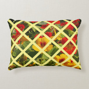 Cotton, flower garden, yellow orange, farmhouse decorative cushion