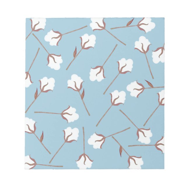 Cotton Flowers Custom Pattern Notepad (Front)
