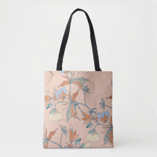 Cotton flowers: graceful peach ornament tote bag