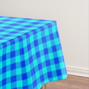 Cotton Gingham Plaid Texture   Blue Chequered Tablecloth