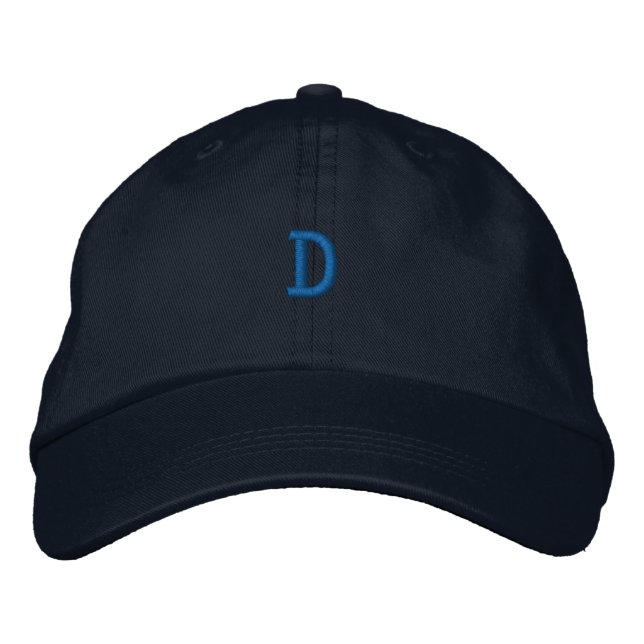 Cotton Initial D -Letter Monogram Handsome-Hat Embroidered Hat (Front)