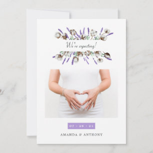 Cotton Lavender Photo Pregnancy Announcement