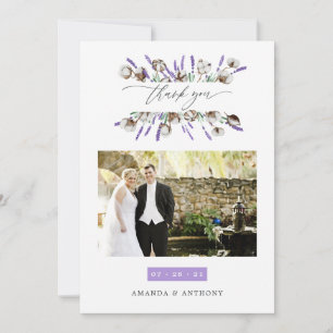 Cotton Lavender Wedding Photo Thank You Card