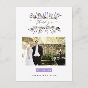 Cotton Lavender Wedding Photo Thank You Postcard