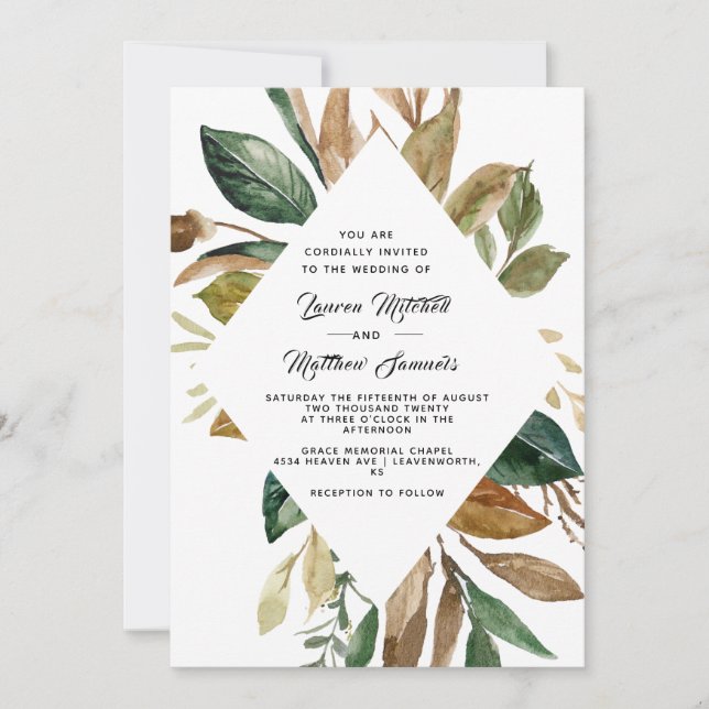 Cotton & Magnolia Wedding Invitation (Front)