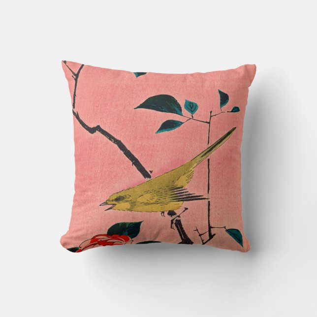 COTTON PILLOW  PERSONALIZED INITIAL JAPANESE BIRD (Front)