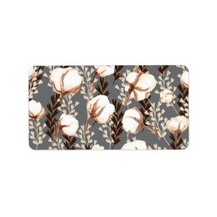 Cotton Plant Pattern Grey Label