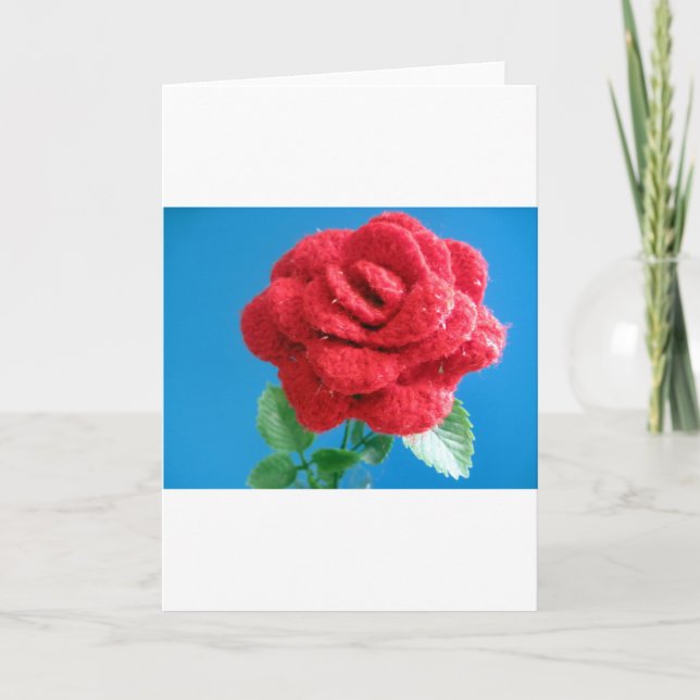 Cotton Red Rose Holiday Card (Front)