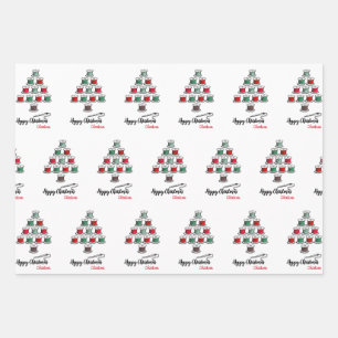 Cotton Reel Christmas Tree Wrapping Paper Sheet