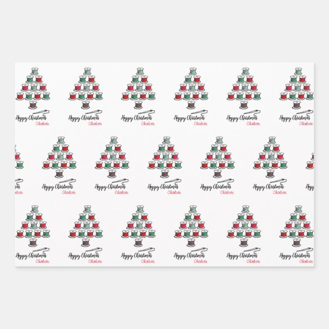 Cotton Reel Christmas Tree  Wrapping Paper Sheet (Front)