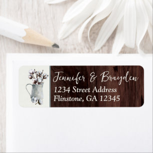 Cotton Stems in Tin Pitcher Wedding Address