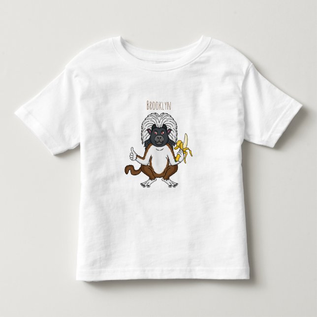 Cotton Top Tamarin monkey cartoon illustration (Front)