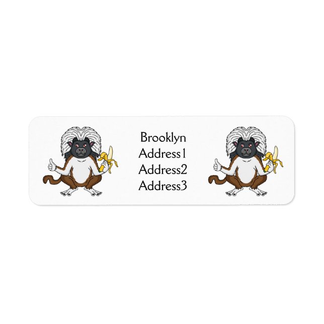 Cotton Top Tamarin monkey cartoon illustration (Front)