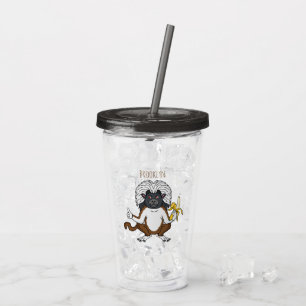 Cotton Top Tamarin monkey cartoon illustration Acrylic Tumbler