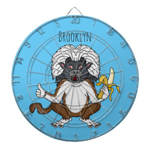 Cotton Top Tamarin monkey cartoon illustration Dartboard