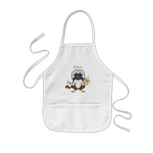Cotton Top Tamarin monkey cartoon illustration Kids Apron