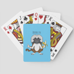 Cotton Top Tamarin monkey cartoon illustration Playing Cards