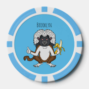 Cotton Top Tamarin monkey cartoon illustration Poker Chips