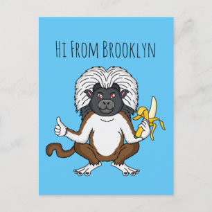 Cotton Top Tamarin monkey cartoon illustration Postcard