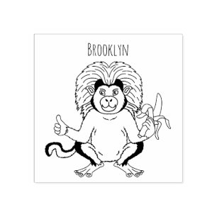 Cotton Top Tamarin monkey cartoon illustration Rubber Stamp