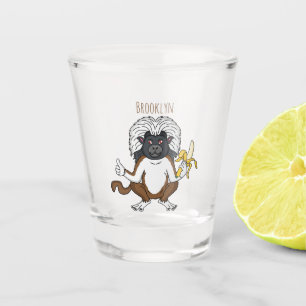 Cotton Top Tamarin monkey cartoon illustration Shot Glass
