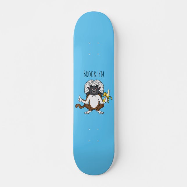 Cotton Top Tamarin monkey cartoon illustration Skateboard (Front)