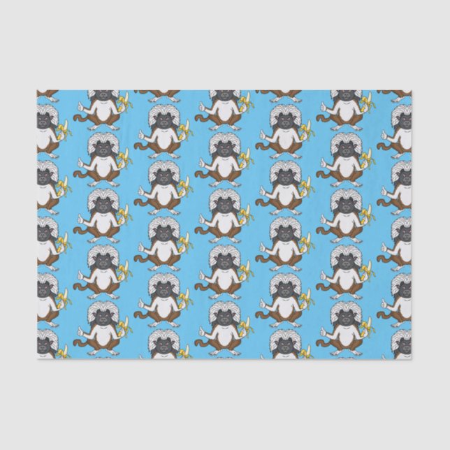 Cotton Top Tamarin monkey cartoon illustration Tissue Paper (Front)