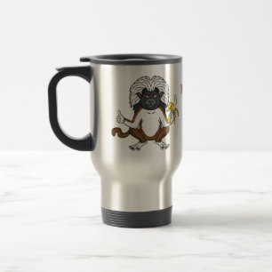Cotton Top Tamarin monkey cartoon illustration Travel Mug