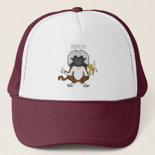 Cotton Top Tamarin monkey cartoon illustration Trucker Hat