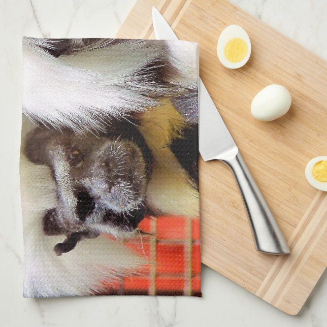 COTTON -TOP TAMARIN MONKEYS TEA TOWEL (Quarter Fold)