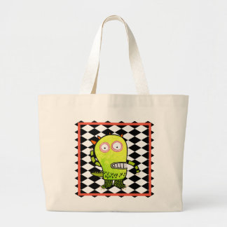 COTTON TOTE BAG WITH HAPPY MONSTER DESIGN