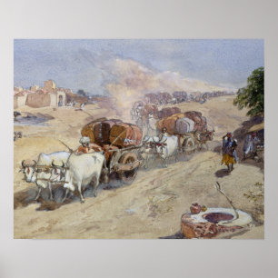 Cotton Transport, India, 1862 (w/c over pencil hei Poster