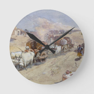Cotton Transport, India, 1862 (w/c over pencil hei Round Clock